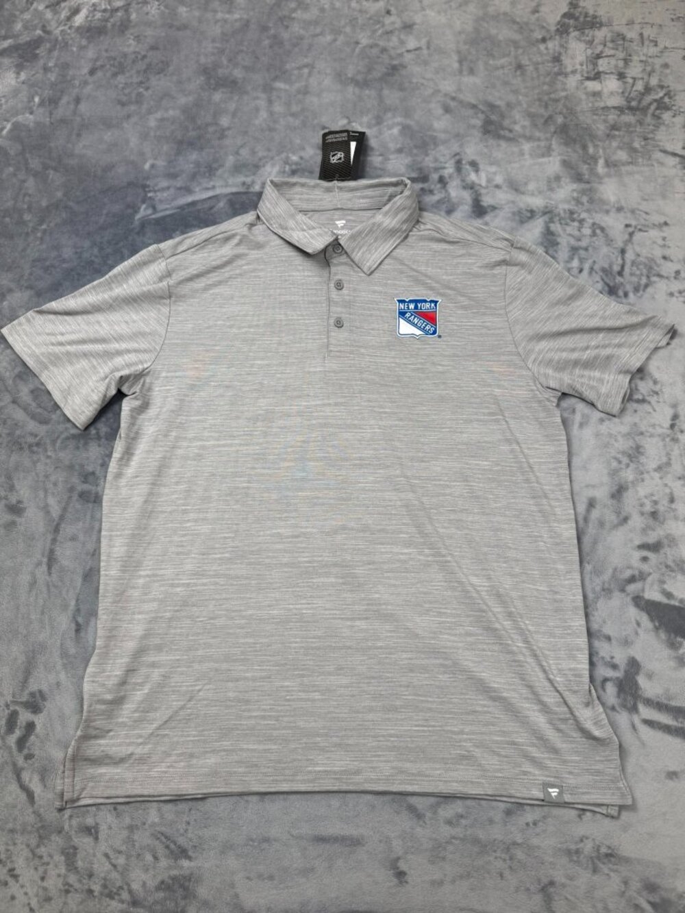 Fanatics NHL New York Rangers Hockey Polo Shirt Grey Men's L Performance